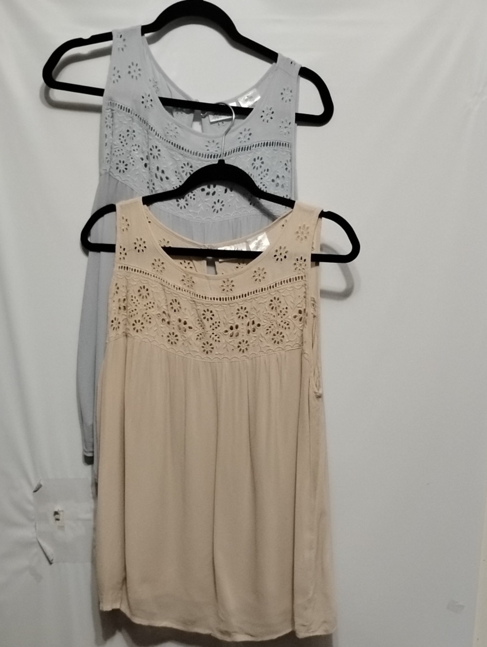 Forbidden Eyelet Sleeveless Crochet Yoke Cottagecore Tank Top - Beige